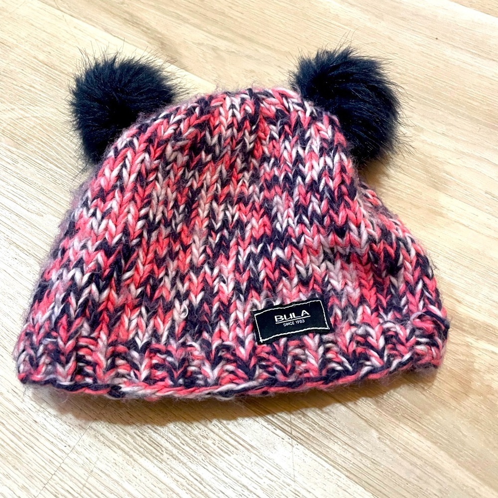 BULA Cute Knit Toque with Pom Pom Ears.